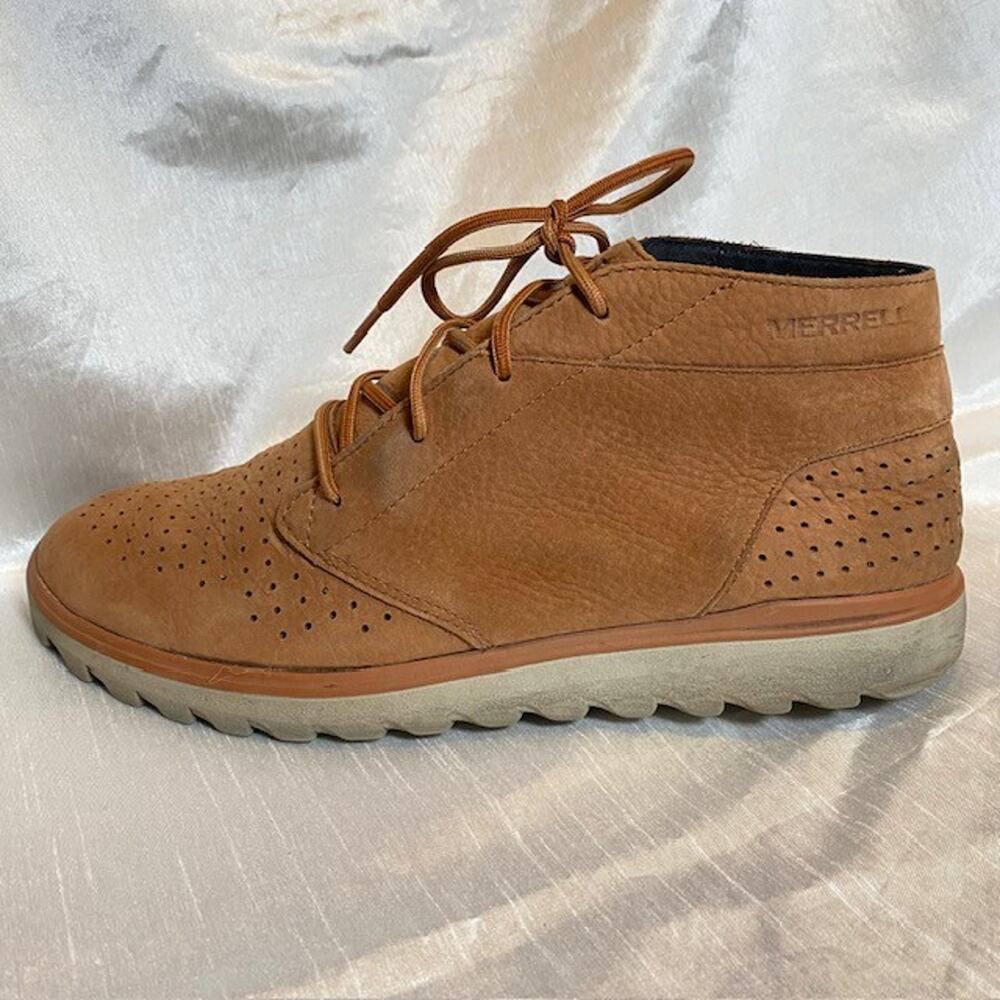 Merrell Men's Size 10.5 Downtown Chukka Brown Leather Lace Up Ankle Boots Shoes - Picture 1 of 8